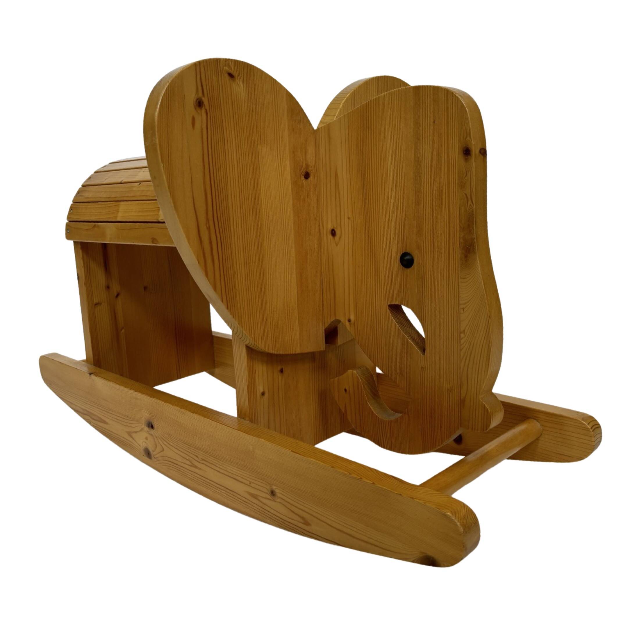 Vintage Swedish design Wooden Rocking Elephant jr  80's design