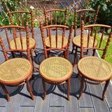 Set of 6 Fischel chairs in cane wood