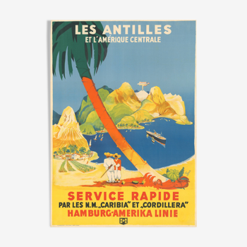 Affiche vintage Nach Westindien und Mittelamerika