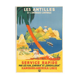 Affiche vintage Nach Westindien und Mittelamerika