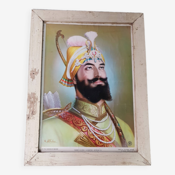 Ancienne lithographie signée du Guru Govind Singh