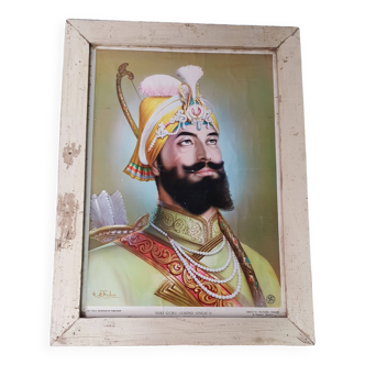 Ancienne lithographie signée du Guru Govind Singh