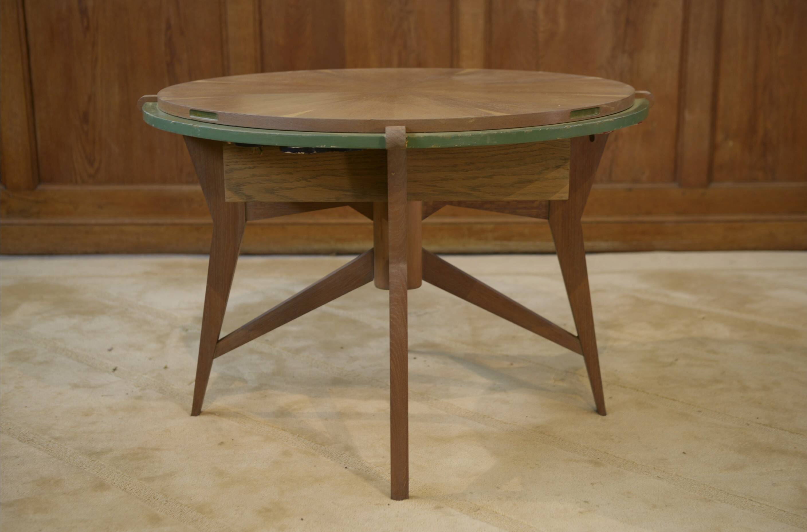 Table de jeux / guéridon en chêne 1940’s