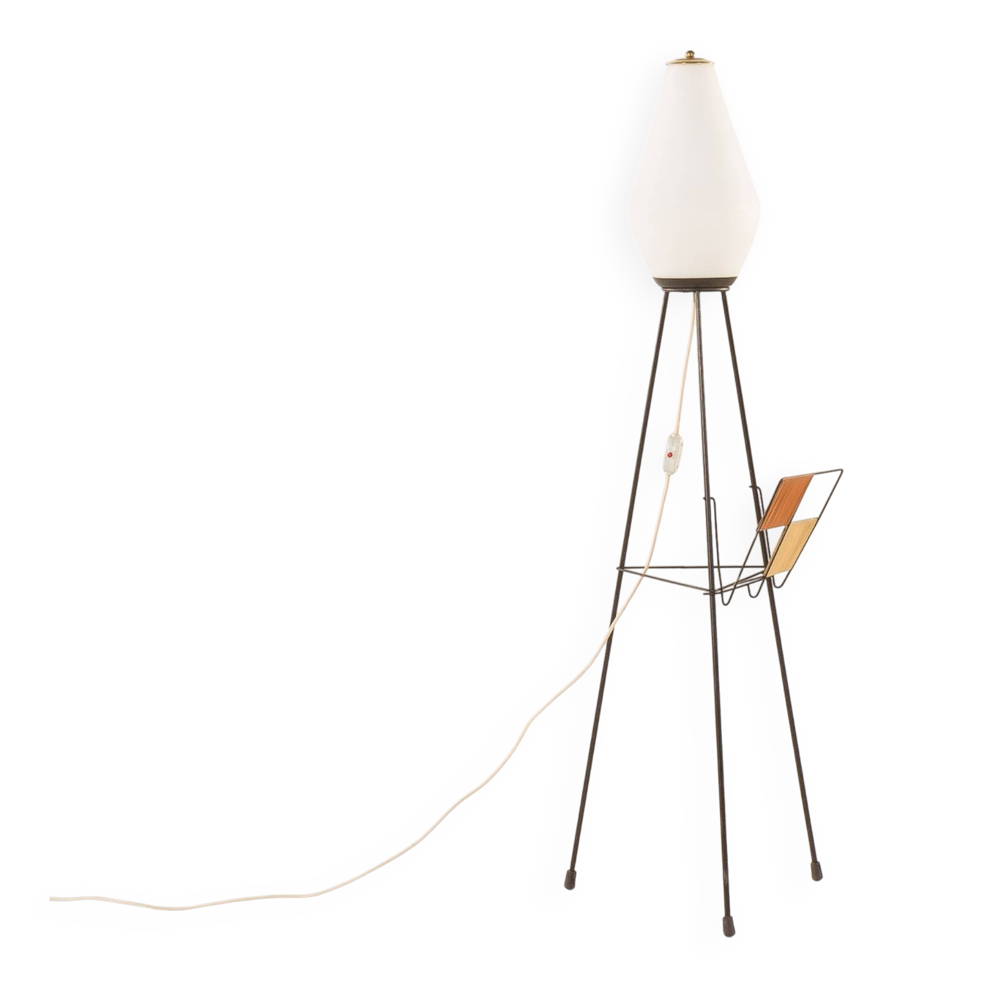 Italian mid-century floor lamp with a newspaper rack in Stilnovo style, 1960s
