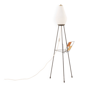 Italian mid-century floor lamp with a newspaper rack in Stilnovo style, 1960s