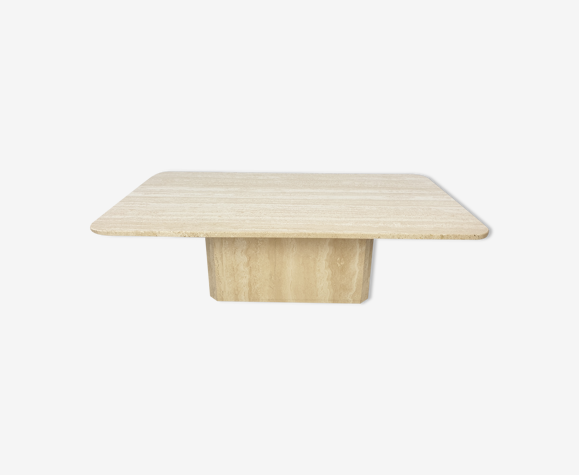 Table basse italienne travertin du milieu du siècle, années 1980