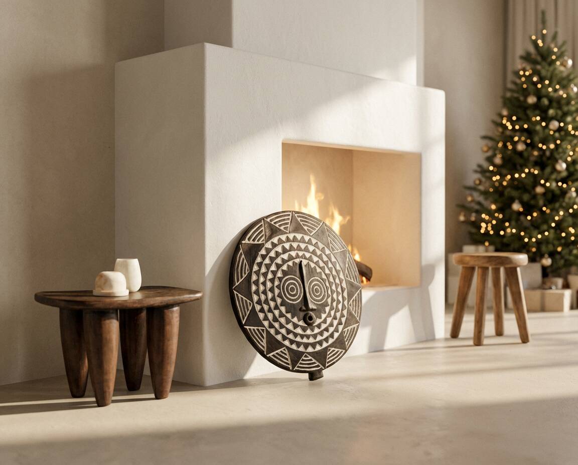 Tribal solar mask Bwa Ø40 — the eye of the zenith