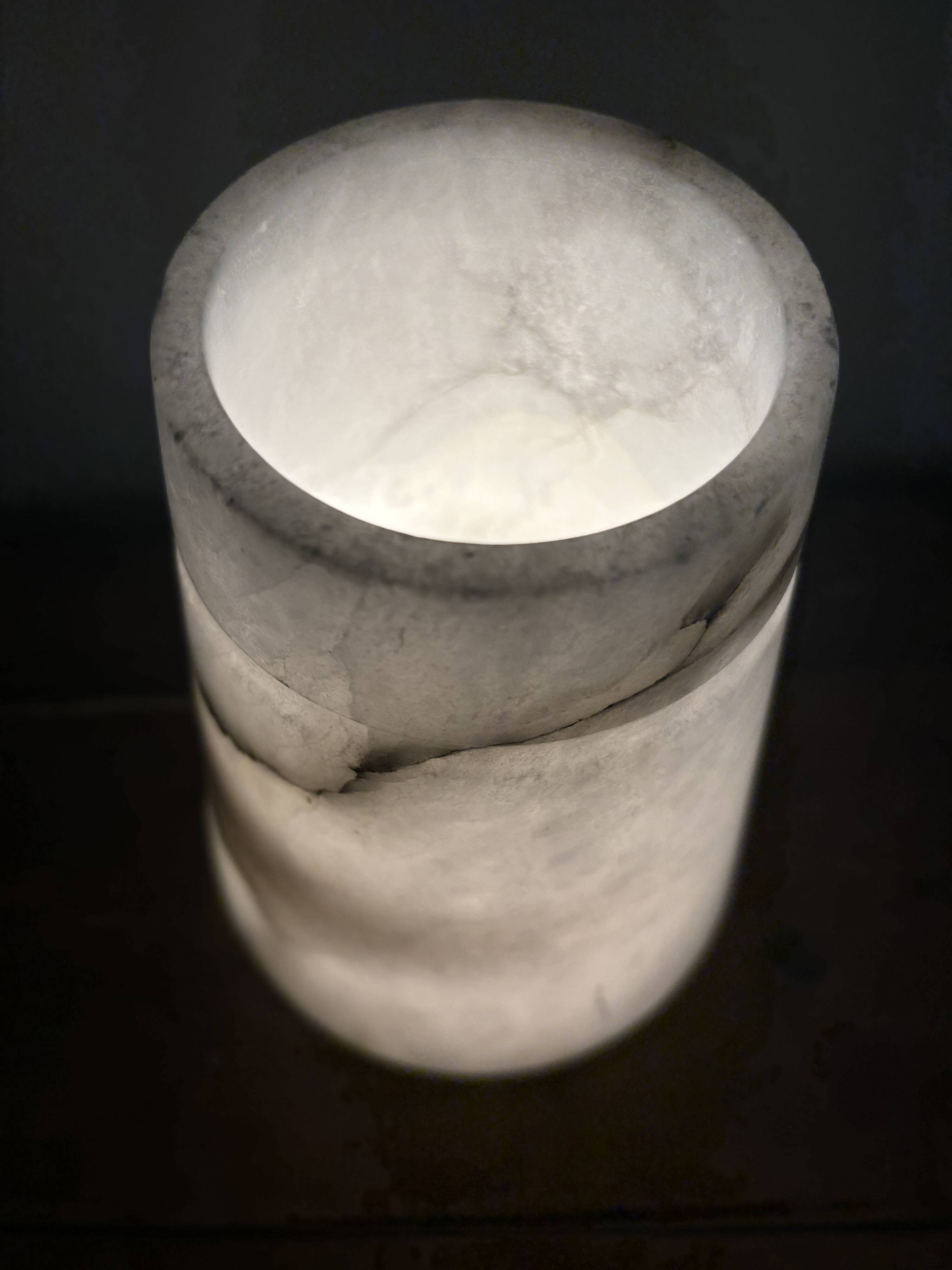 Vintage table lamp alabaster lamp, Italy 1960 minimalist