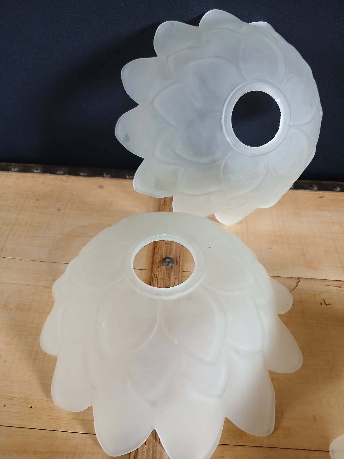 Set of 3 Art Deco glass paste pendant lights