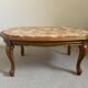 Louis XV style coffee table with marble and solid wood.