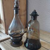 Set of two amber carafes