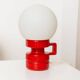 Vintage ceramic table lamp, Italy, 1970s - Red with white glass shade - Mid-century design