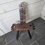 Vintage Spanish tripod chair in carved wood