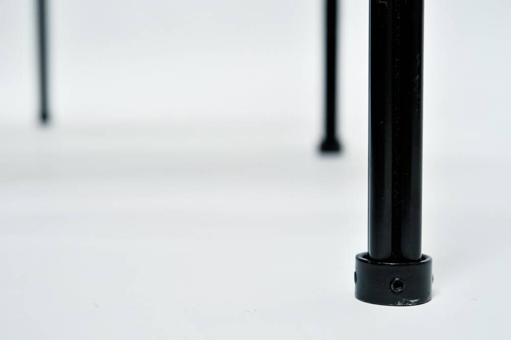 Black modernist design lounge set by Jan van Opzeeland in leather and steel bar, Netherlands, 1980s