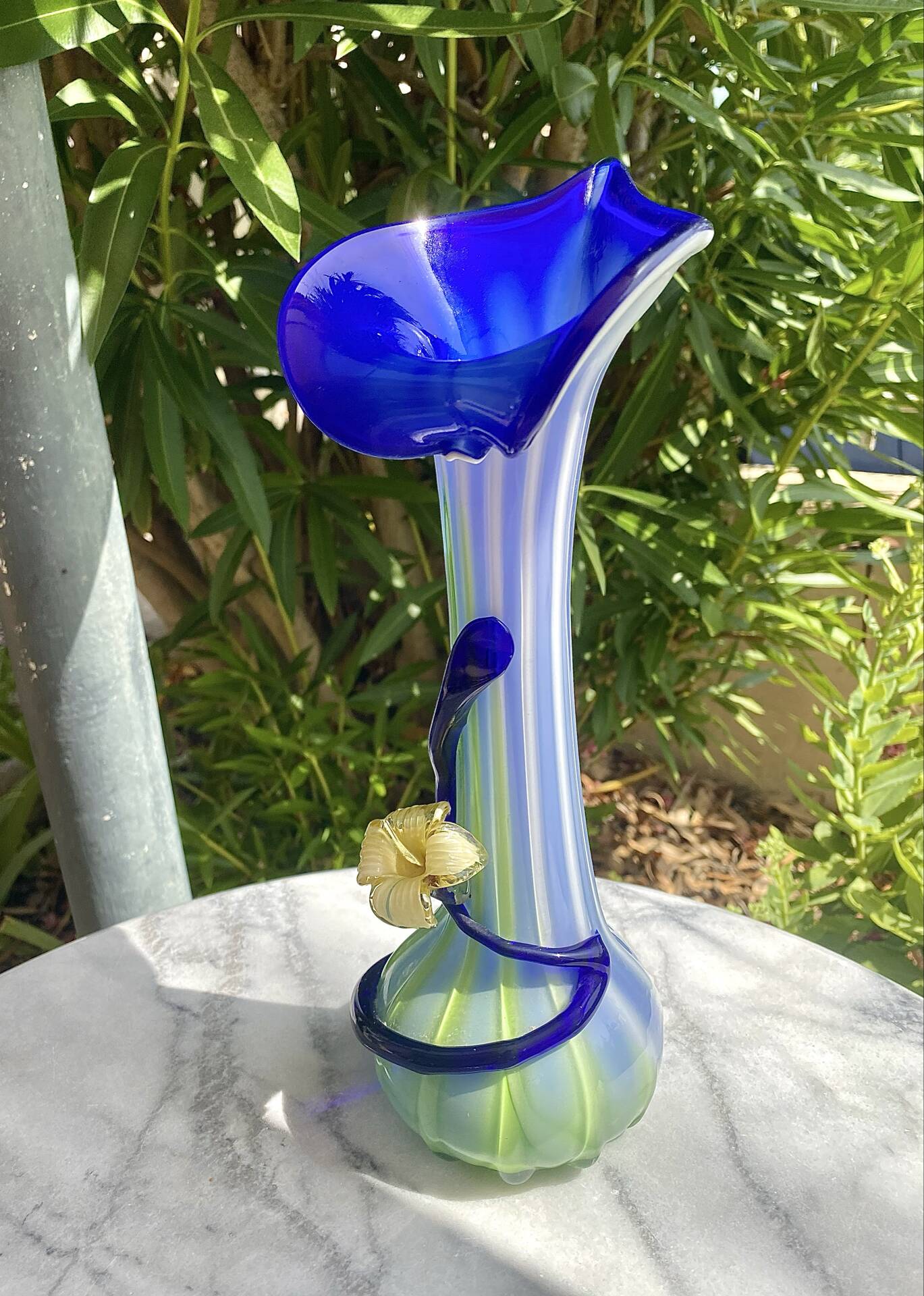 Large blown Murano glass vase with floral decoration.