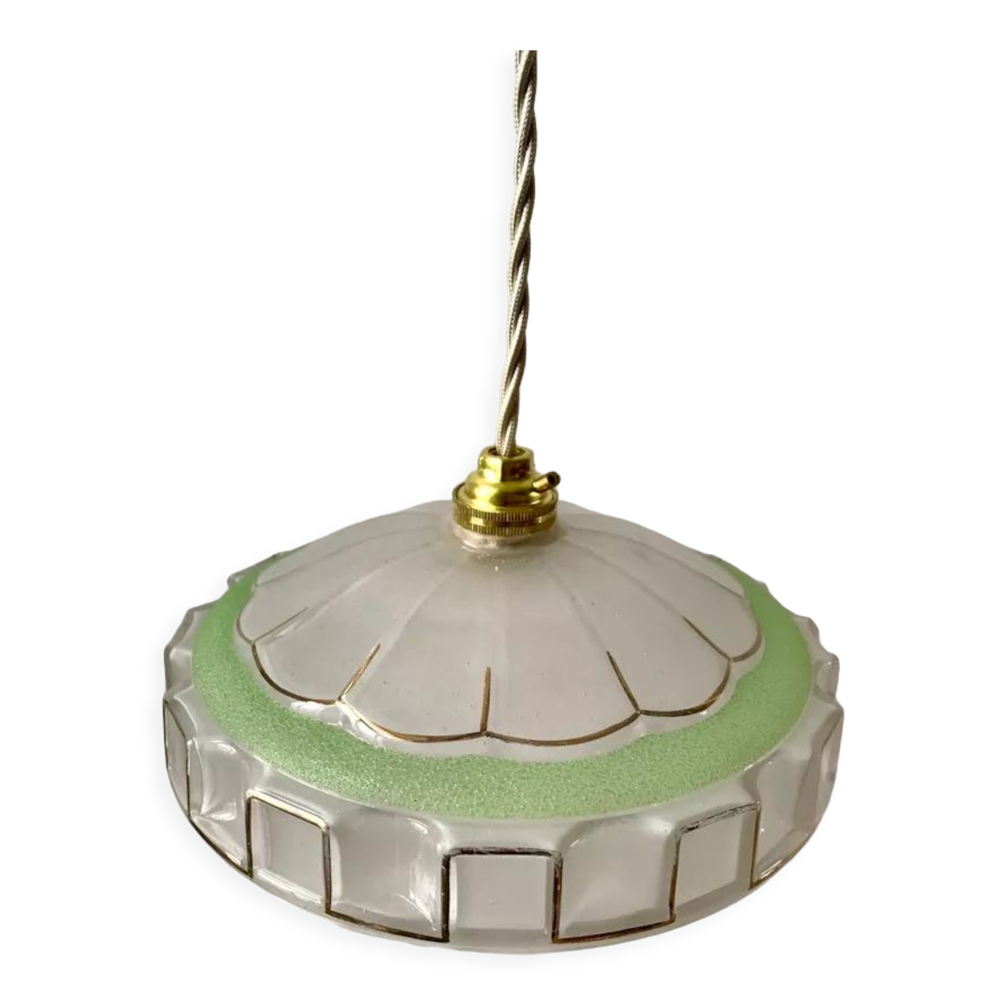 Green granite glass pendant lamp 50s-60s