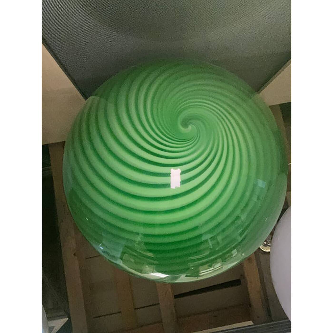 Green Swirling Sphere Pendant in Glass Italian Art