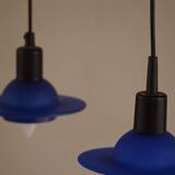 Set of 4 vintage blue glass pendants, made by Design Light A/S, Denmark, 1990s.