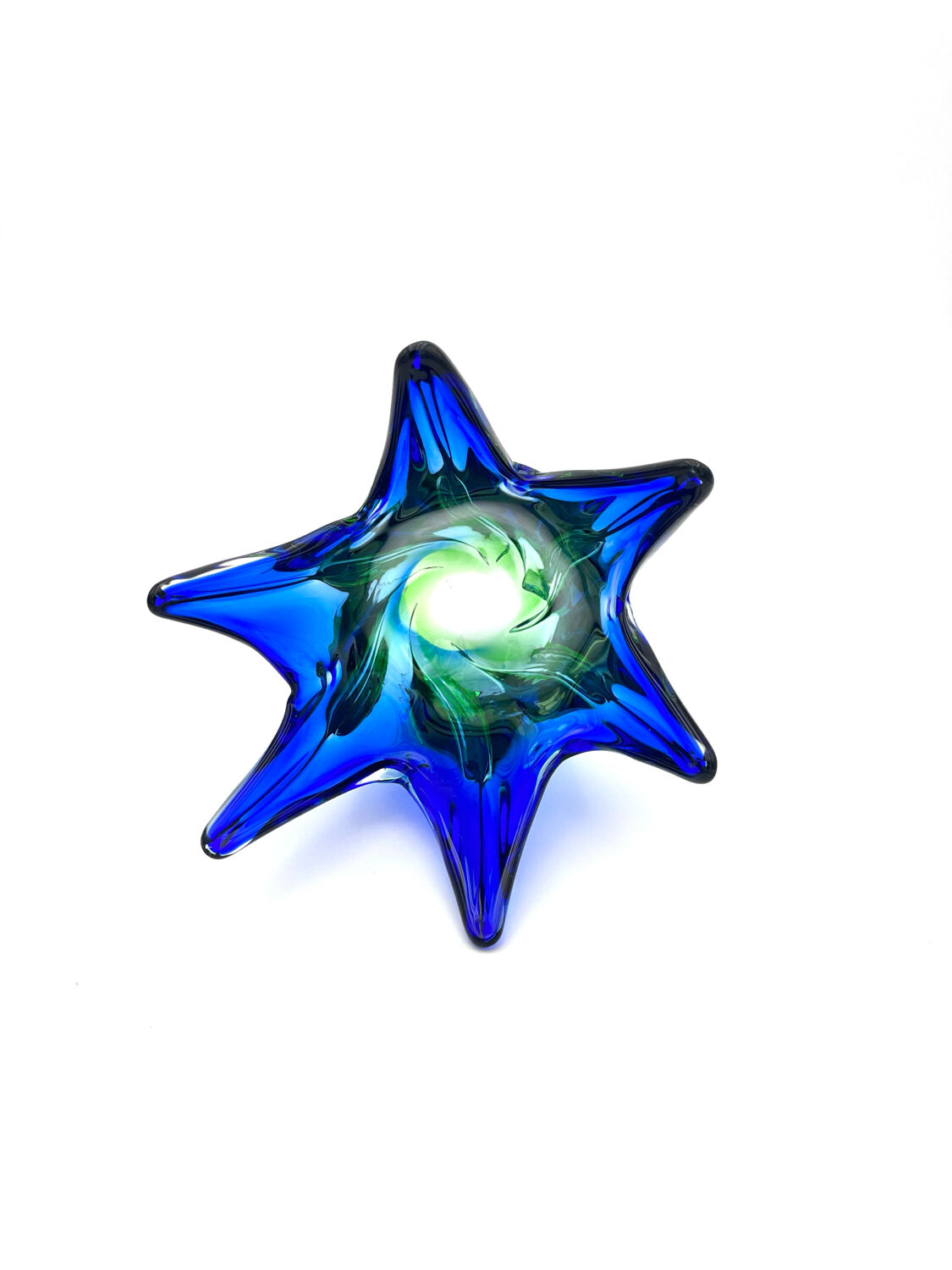 Sculptural Murano Vase – Cobalt Blue & Green - circa 1960