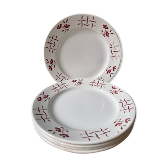 Set of 5 small flat plates in Lunéville porcelain, Landerneau model