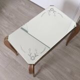 Wooden coffee table and mirror