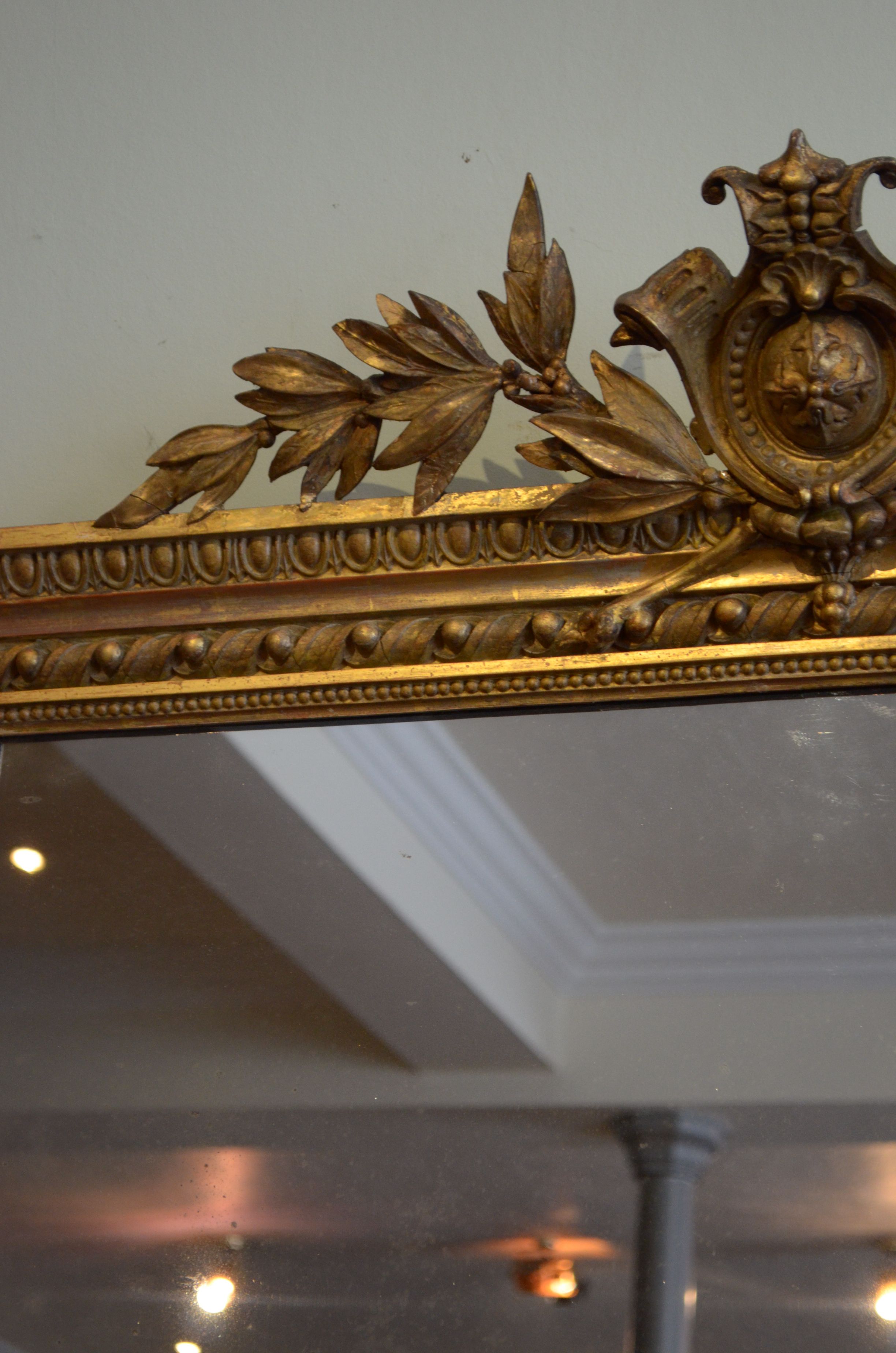 English giltwood overmantle mirror h161cm