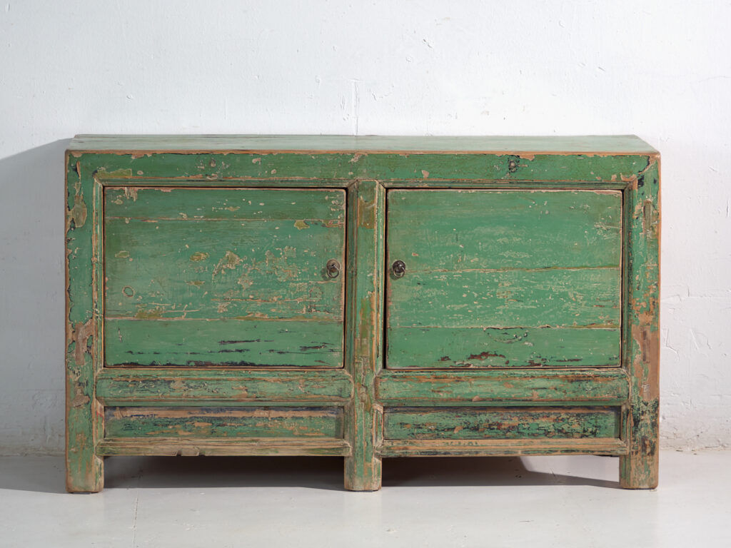 Antique pine buffet with original green paint – China, circa 1930