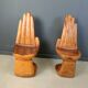 Pair of hand shaped teak chairs, 1970s