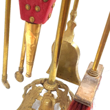 Old bronze chimney servant shovel broom bellows and clamp