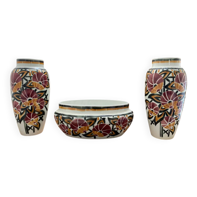 Ensemble de vases Art Déco KG Luneville