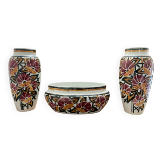 Ensemble de vases Art Déco KG Luneville