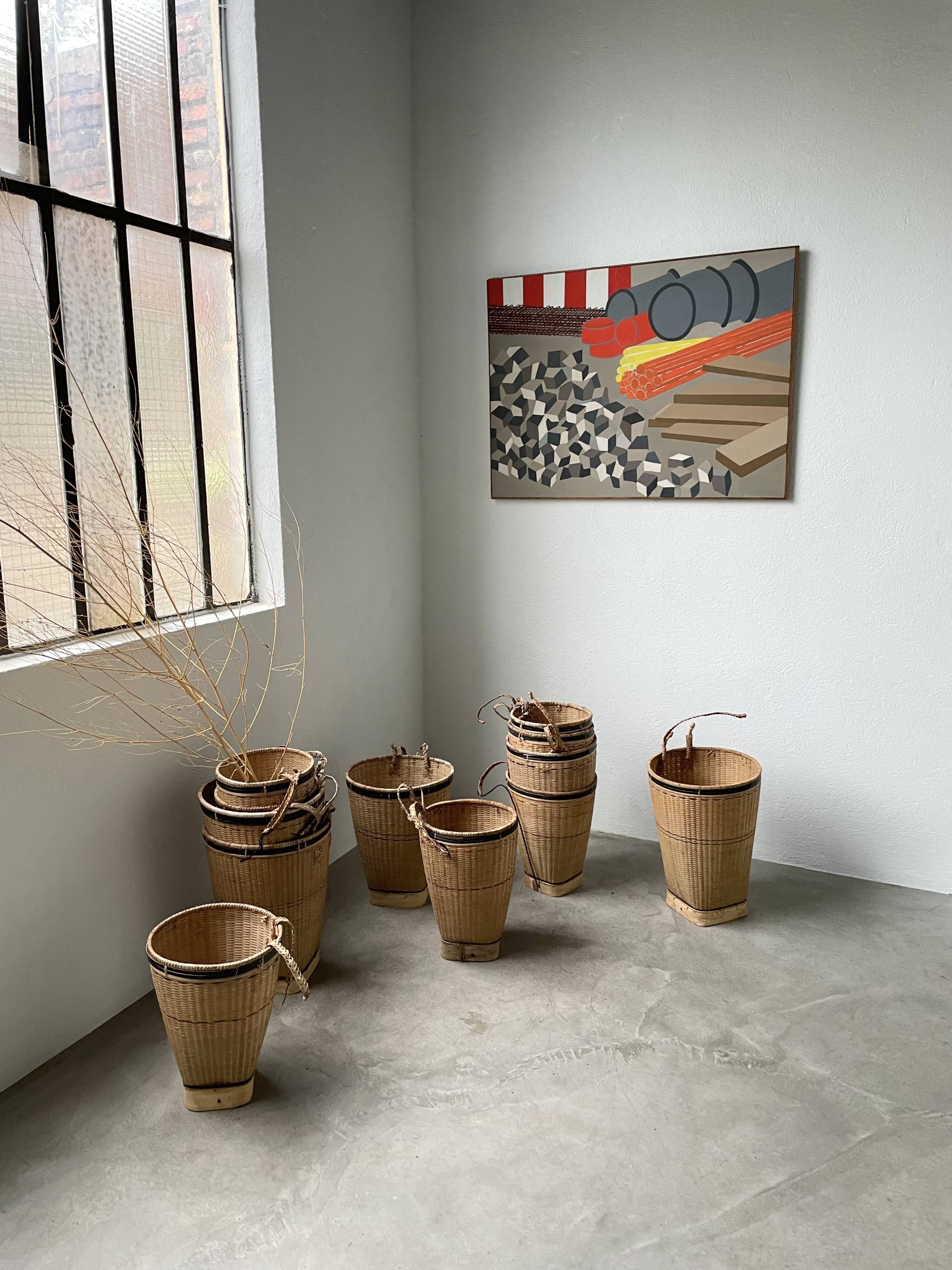 Lot of old grocery baskets