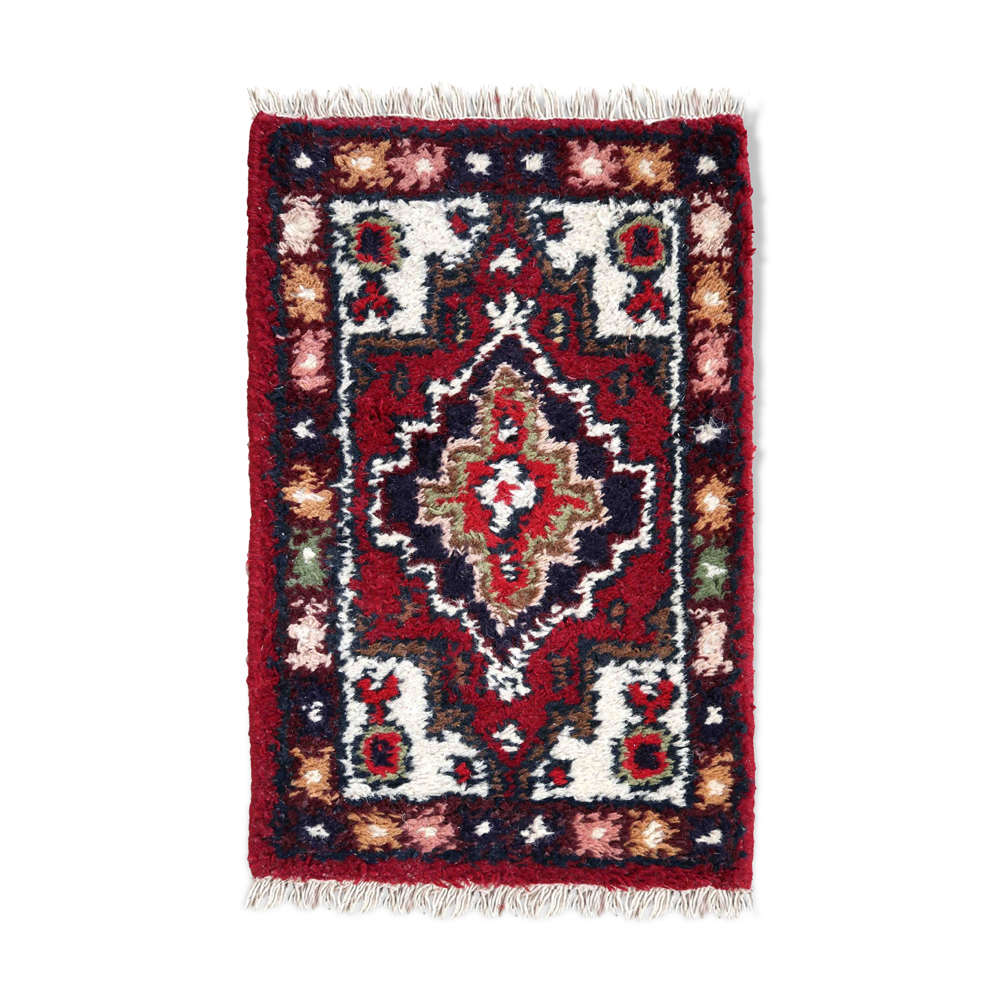 Vintage persian carpet hamadan handmade 40cm x 59cm 1970s