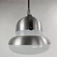 Large pendant lamp in brushed metal and opaline glass, Italy 1970s