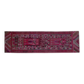Tapis couloir vintage turc Oushak fait main en laine et coton rose 84x297 cm des années 1970