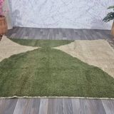 Tapis Vert et blanc fait à la main 200x100cm