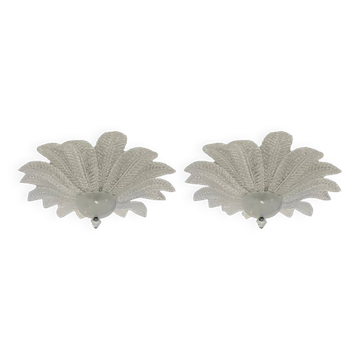 Murano Glass Sputnik Chandelier Flush Mounts - a Pair