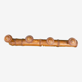 Rustic wooden coat rack turned in imitation of bamboo 1900 4 hooks