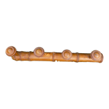 Rustic wooden coat rack turned in imitation of bamboo 1900 4 hooks