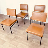 Set of 4 chairs model P60 by A. Philippon and J. Lecoq edited by Airborne.