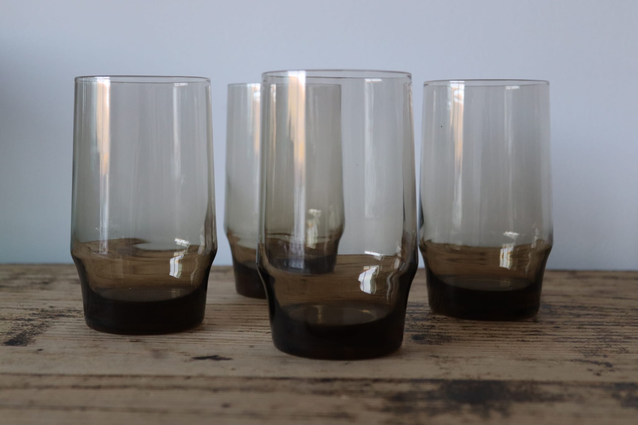 4 vintage smoked glasses 70s