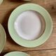 Set of 6 old mint and white hollow plates, the Amandinoise
