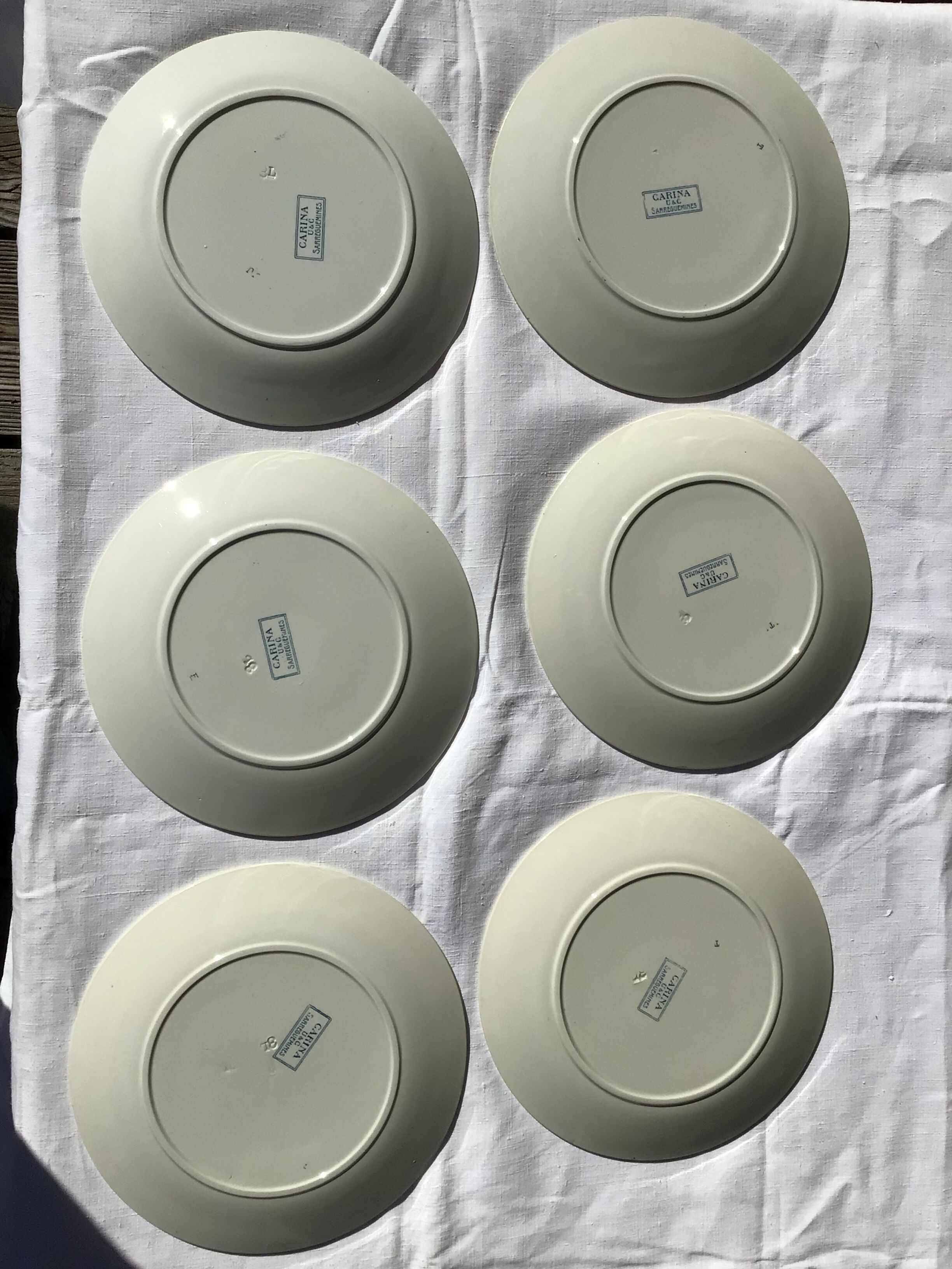 6 Flat Plates Iron Earth Carina U&C Sarreguemines (4lots)