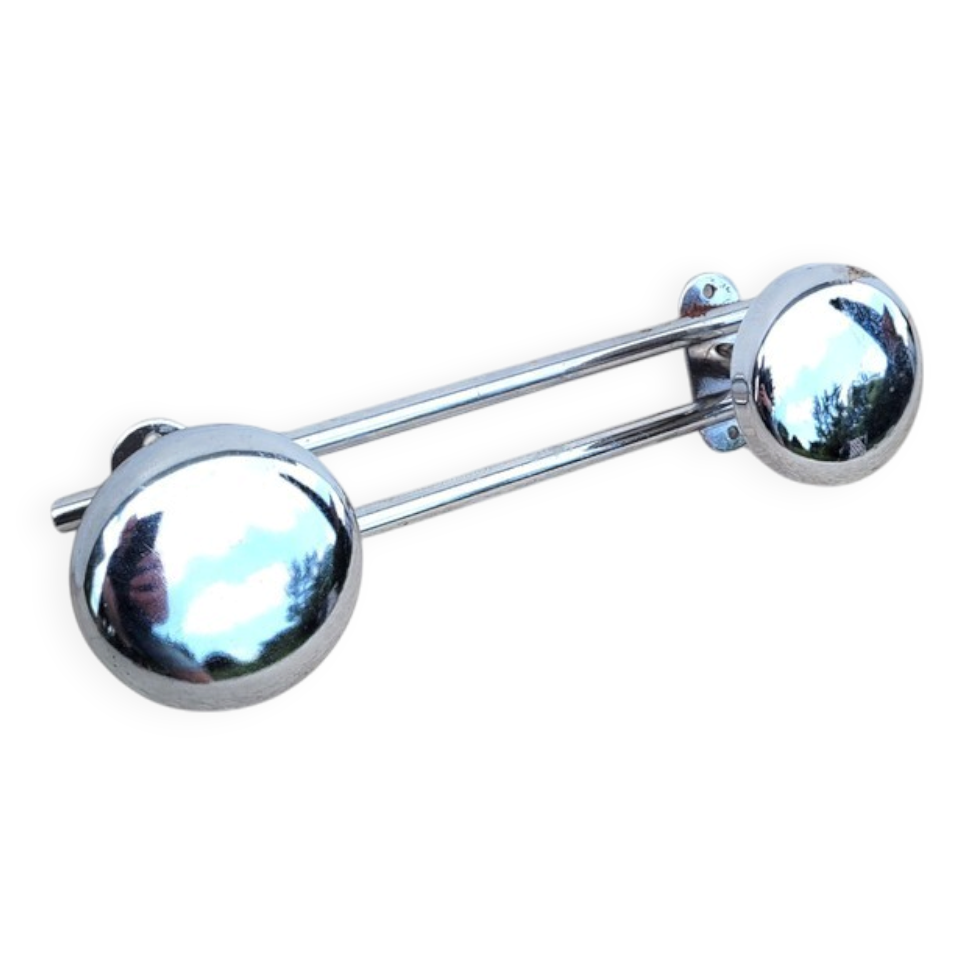 Vintage chrome wall coat rack 2p round