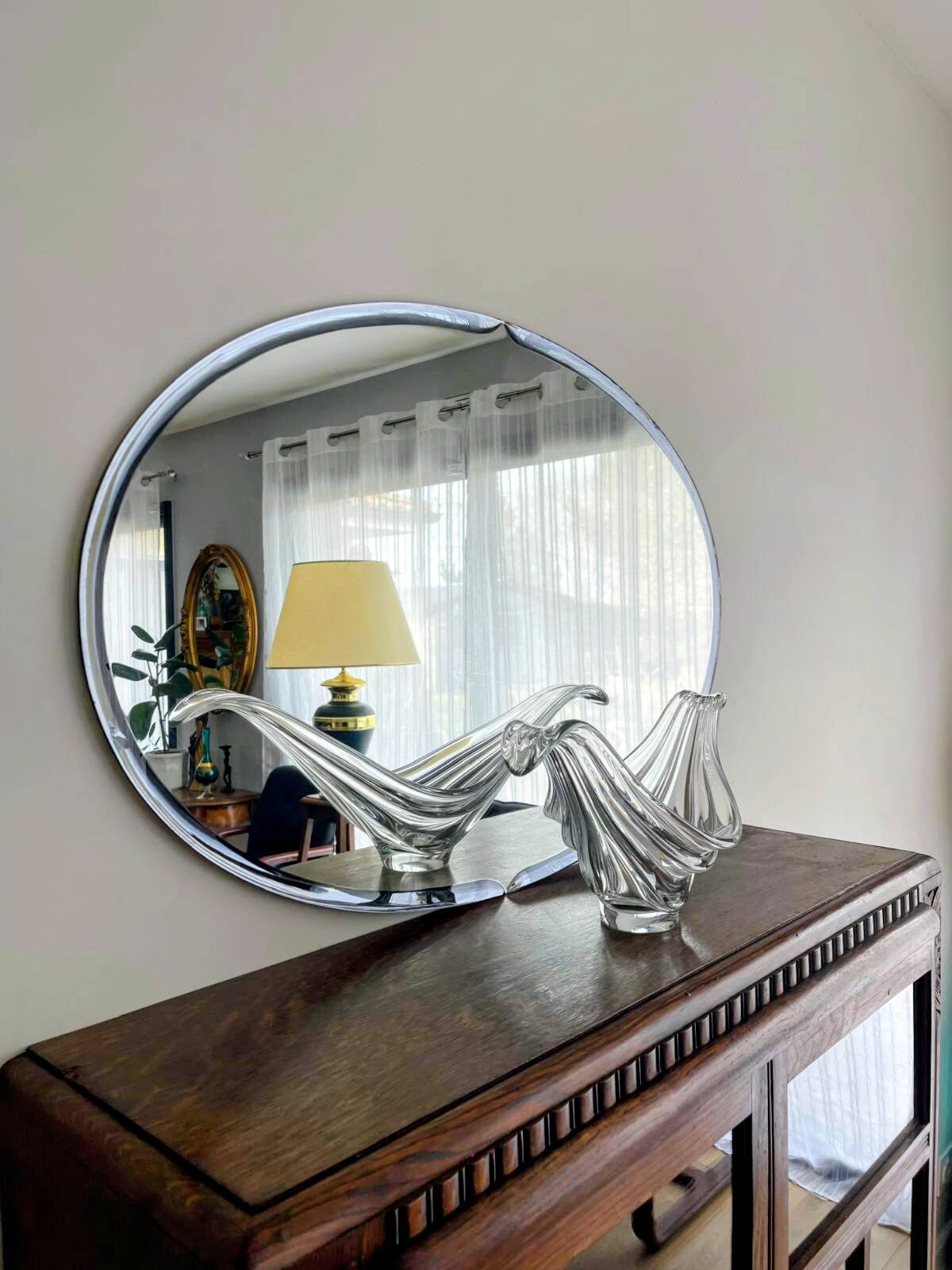 Miroir mural vintage par Metalvetro pour Galvorame – Italie 1966 – 89x59cm