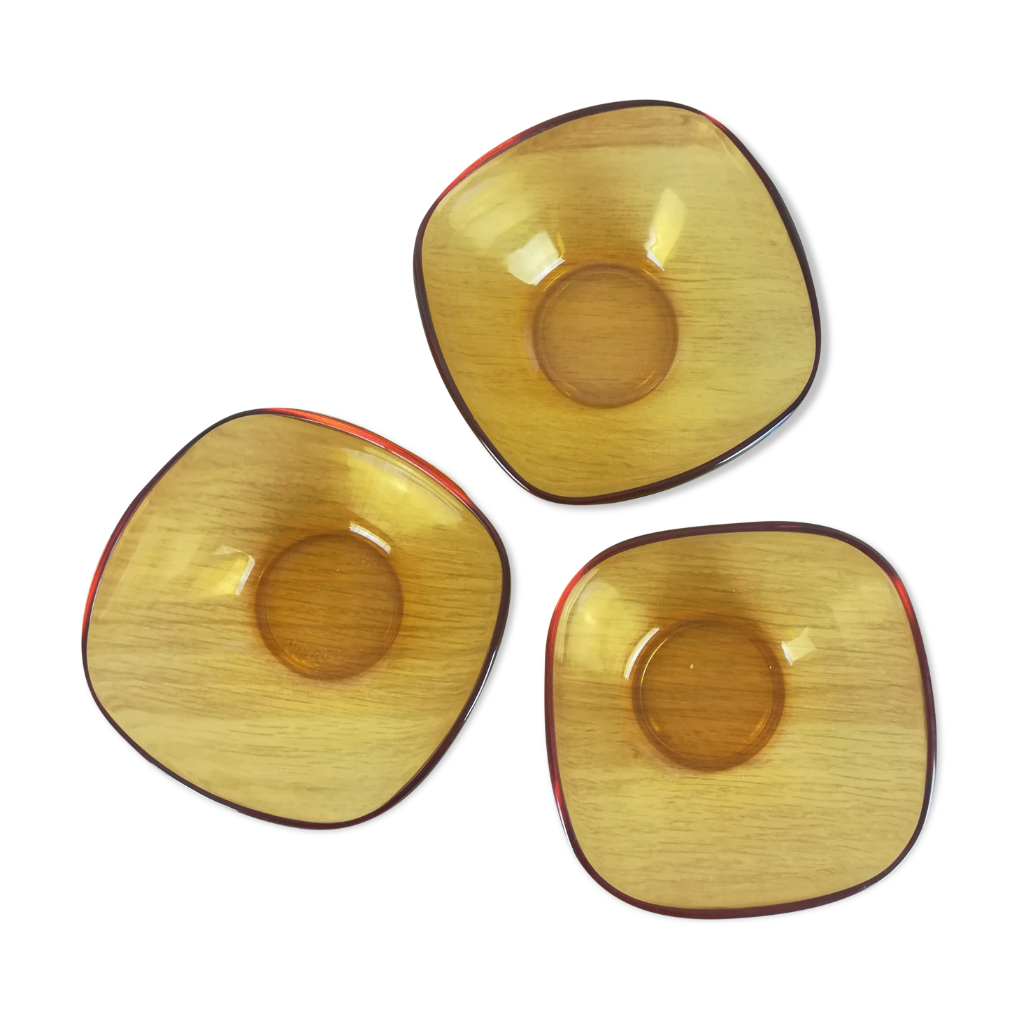 3 ramekins in Vereco amber glass