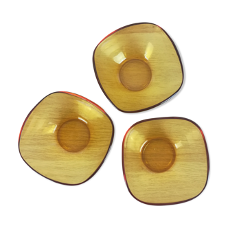 3 ramekins in Vereco amber glass