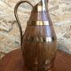 Old pitcher wood + strapping gold metal tableware style xixth vintage