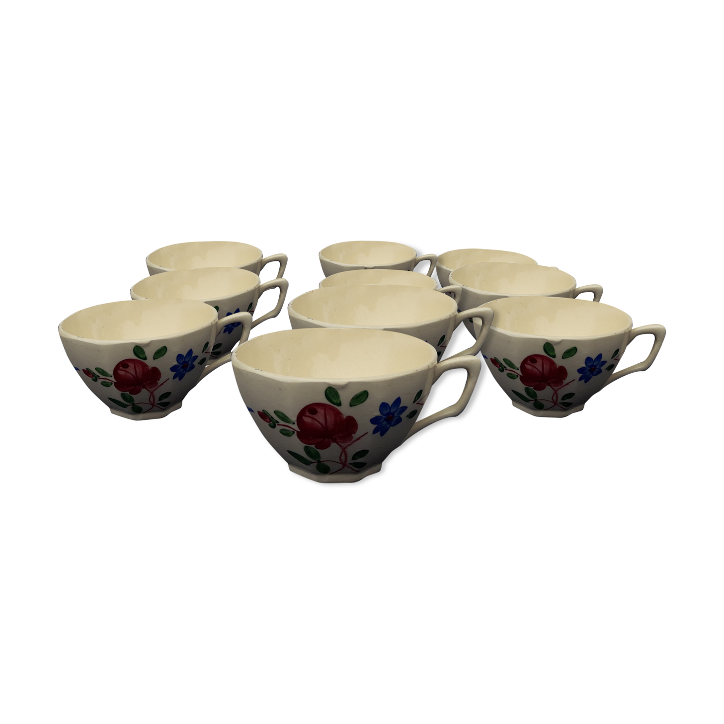 10 cups Digoin Sarreguemines model 9183 67 diam 8 cm