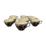 Set de 10 tasses en faïence de Digoin Sarreguemines  modèle 9183 67 diam 8 cm